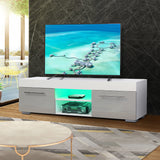 Woodyhome™ LED TV Stand Cabinet with 2 Glossy Drawer  51'' White