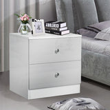 Woodyhome™ Nightstand Bedside Table High Gloss Dressers Chest of 2 Drawers Bedroom