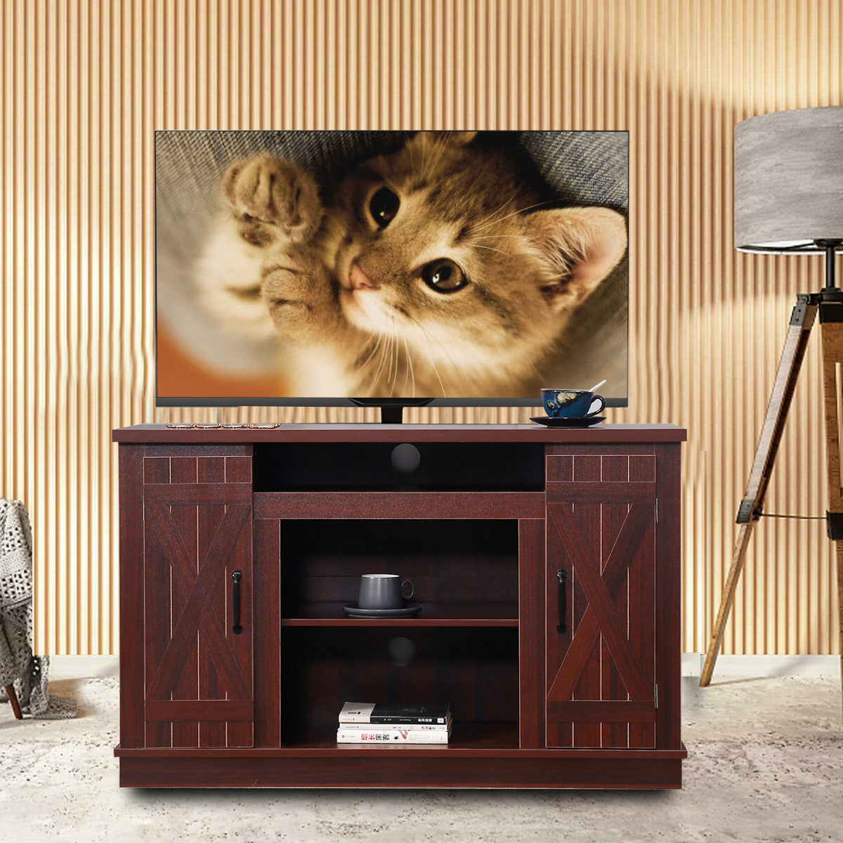 Woodyhome™ TV Stand  Cabinet MDF Wooden Unit Console with Large Storage Shelf Door